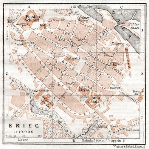 Brieg alter kleiner stadtplan - brieg, +alter